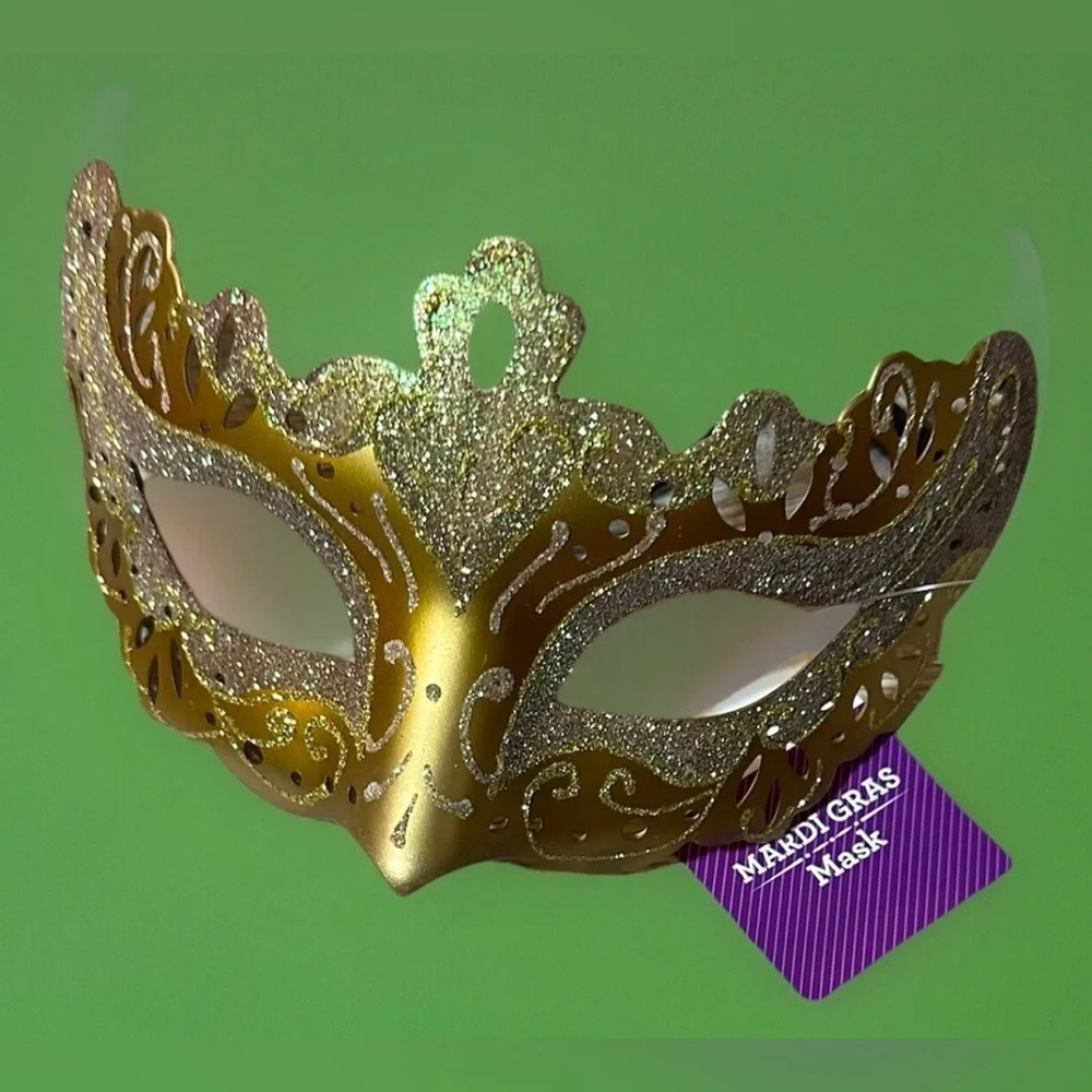 Mardi Gras Costume Mask-Gold Adult Size. Wear It Or Decorate With It.